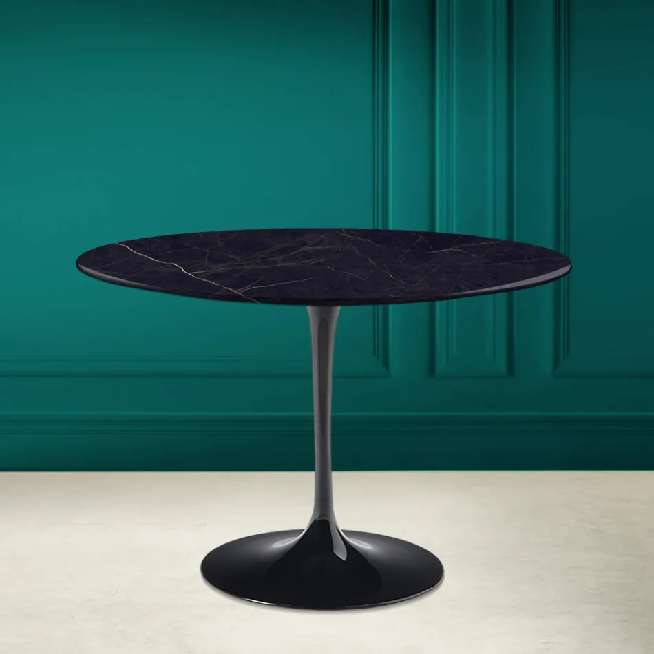 Mesa Tulipa Eero Saarinen H 73 em cerâmica Noir Laurent Made in Italy - Escarlate Viadurini