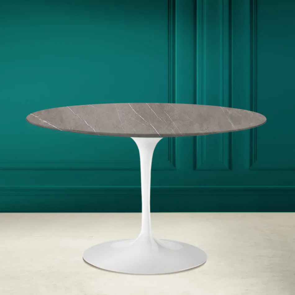 Mesa Tulipa Eero Saarinen H 73 em cerâmica Pietra Grey Made in Italy - Scarlet Viadurini