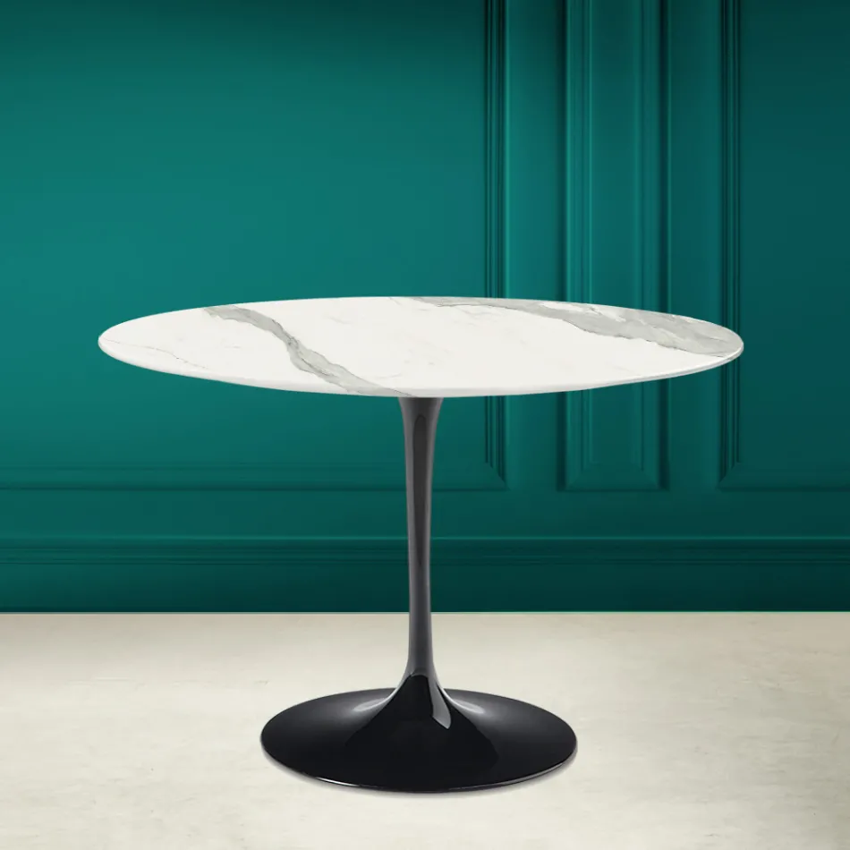 Mesa Tulipa Eero Saarinen H 73 em cerâmica Statuario Full Vein Made in Italy - Escarlate Viadurini