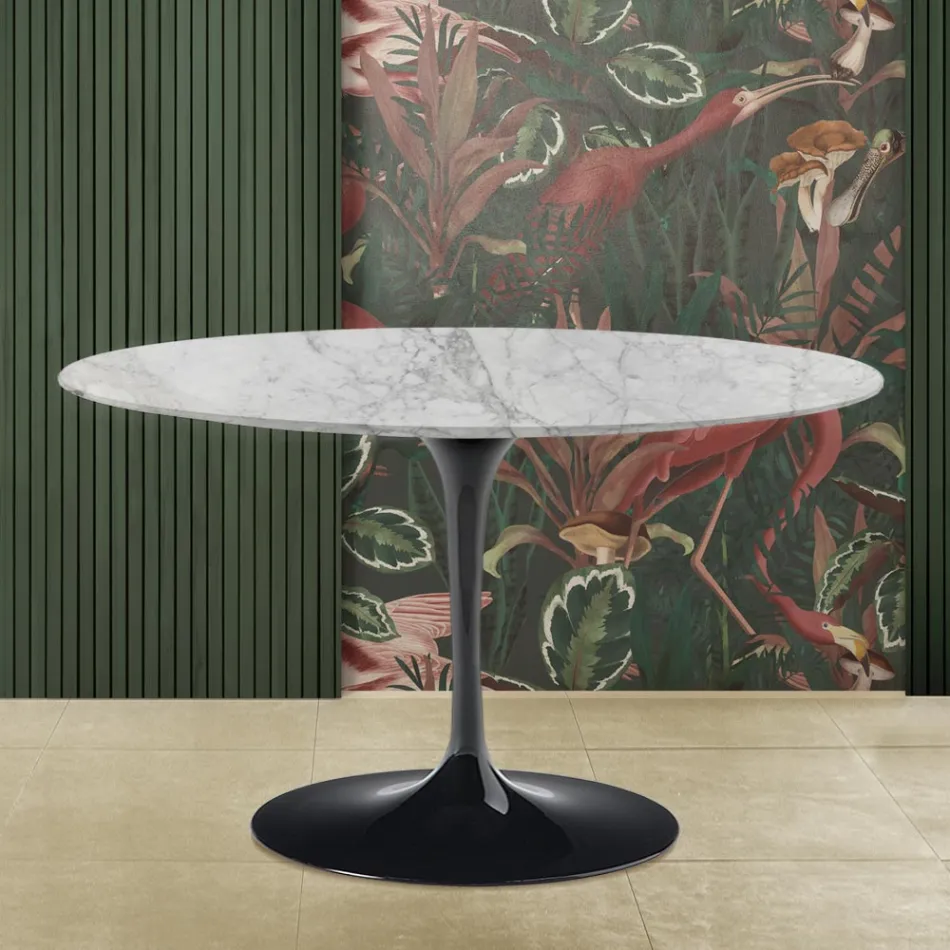 Mesa Tulipa Eero Saarinen H 73 em mármore Arabescato Made in Italy Viadurini
