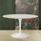 Mesa Tulipa Eero Saarinen H 73 em mármore Caracatta dourado Fabricado em Itália Viadurini