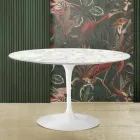 Mesa Tulipa Eero Saarinen H 73 em mármore de Carrara Fabricado em Itália Viadurini