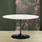 Mesa Tulipa Eero Saarinen H 73 em mármore de Carrara Fabricado em Itália Viadurini