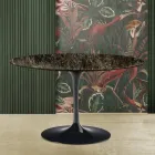 Mesa Tulipa Eero Saarinen H 73 em mármore escuro Emperador Made in Italy Viadurini