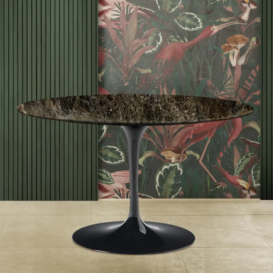 Mesa Tulipa Eero Saarinen H 73 em mármore escuro Emperador Made in Italy Viadurini