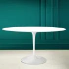 Mesa Tulipa Eero Saarinen H 73 Oval em Cerâmica Branca Absoluta Made in Italy - Escarlate Viadurini