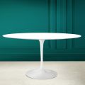 Mesa Tulipa Eero Saarinen H 74 Oval em Cerâmica Branca Absoluta Made in Italy - Escarlate
