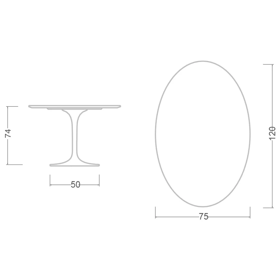 Mesa Tulipa Eero Saarinen H 73 Oval em Cerâmica Branca Absoluta Made in Italy - Escarlate Viadurini