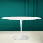 Mesa Tulipa Eero Saarinen H 73 Oval em Cerâmica Creme Diamante Made in Italy - Escarlate Viadurini