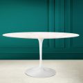 Mesa Tulipa Eero Saarinen H 74 Oval em Cerâmica Creme Diamante Made in Italy - Escarlate
