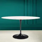 Mesa Tulipa Eero Saarinen H 73 Oval em Cerâmica Creme Diamante Made in Italy - Escarlate Viadurini