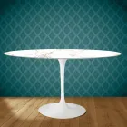 Mesa Tulipa Eero Saarinen H 73 Oval em Cerâmica Entzo Made in Italy - Escarlate Viadurini