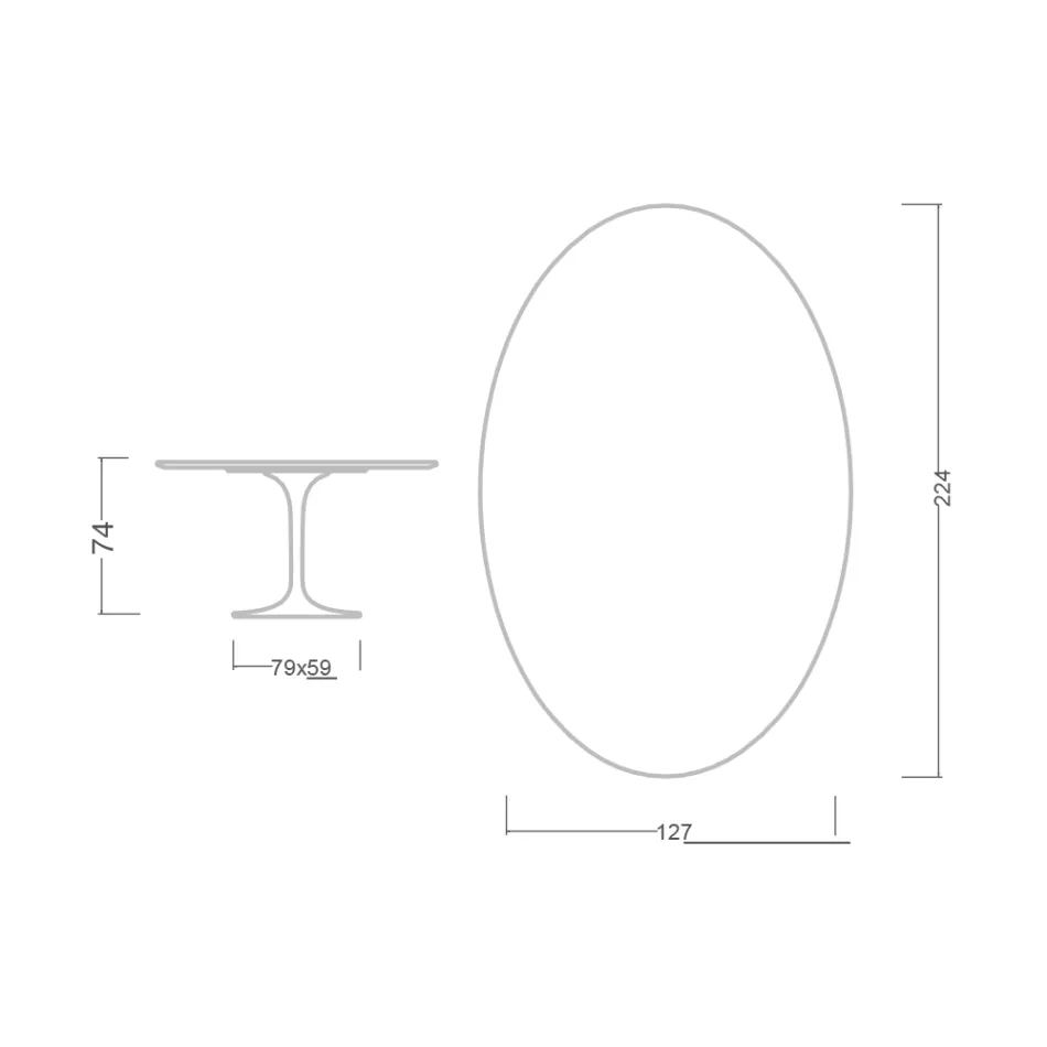 Mesa Tulipa Eero Saarinen H 73 Oval em Cerâmica Entzo Made in Italy - Escarlate Viadurini