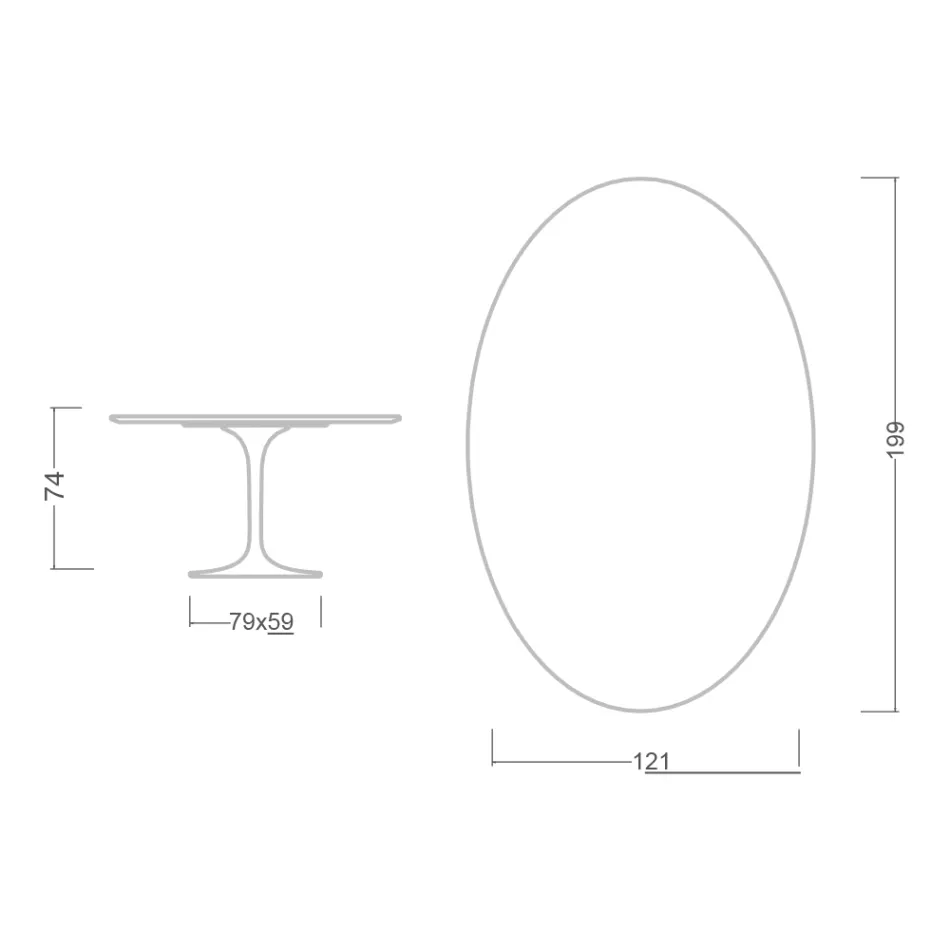 Mesa Tulipa Eero Saarinen H 73 Oval em cerâmica Invisible Select Made in Italy - Escarlate Viadurini