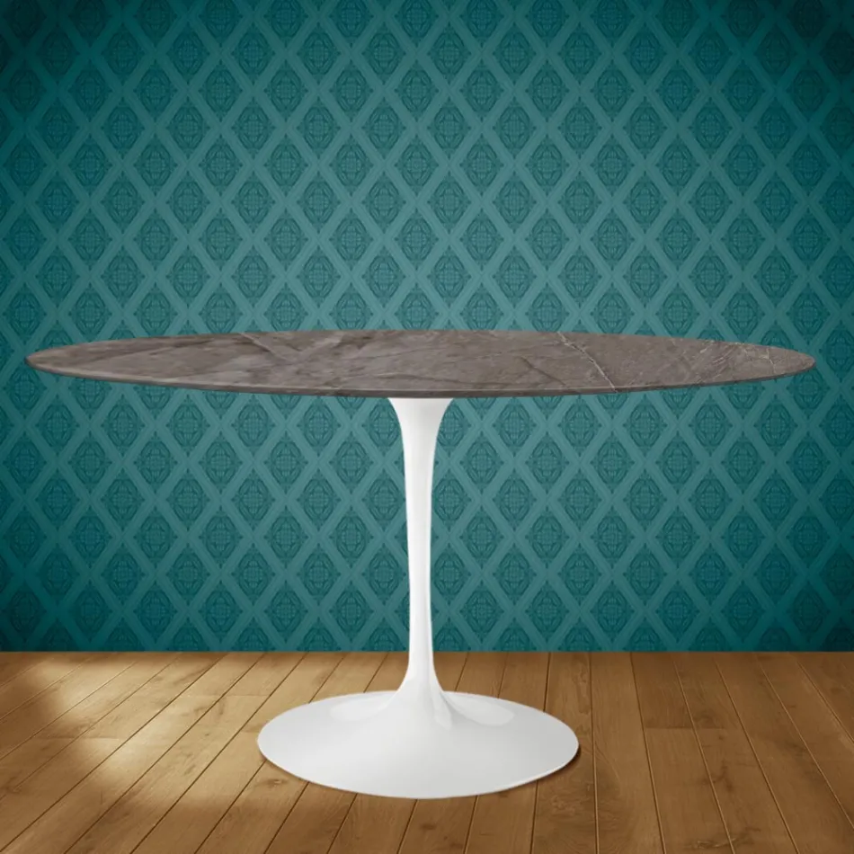Mesa Tulipa Eero Saarinen H 73 Oval em Cerâmica Kira Made in Italy - Escarlate Viadurini