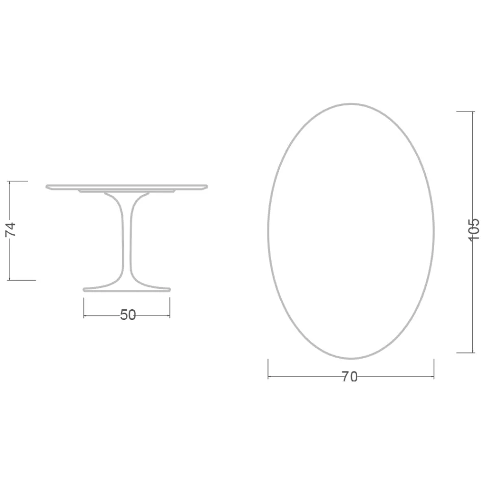 Mesa Tulipa Eero Saarinen H 73 Oval em Cerâmica Kira Made in Italy - Escarlate Viadurini