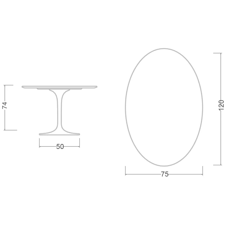 Mesa Tulipa Eero Saarinen H 73 Oval em Cerâmica Kira Made in Italy - Escarlate Viadurini