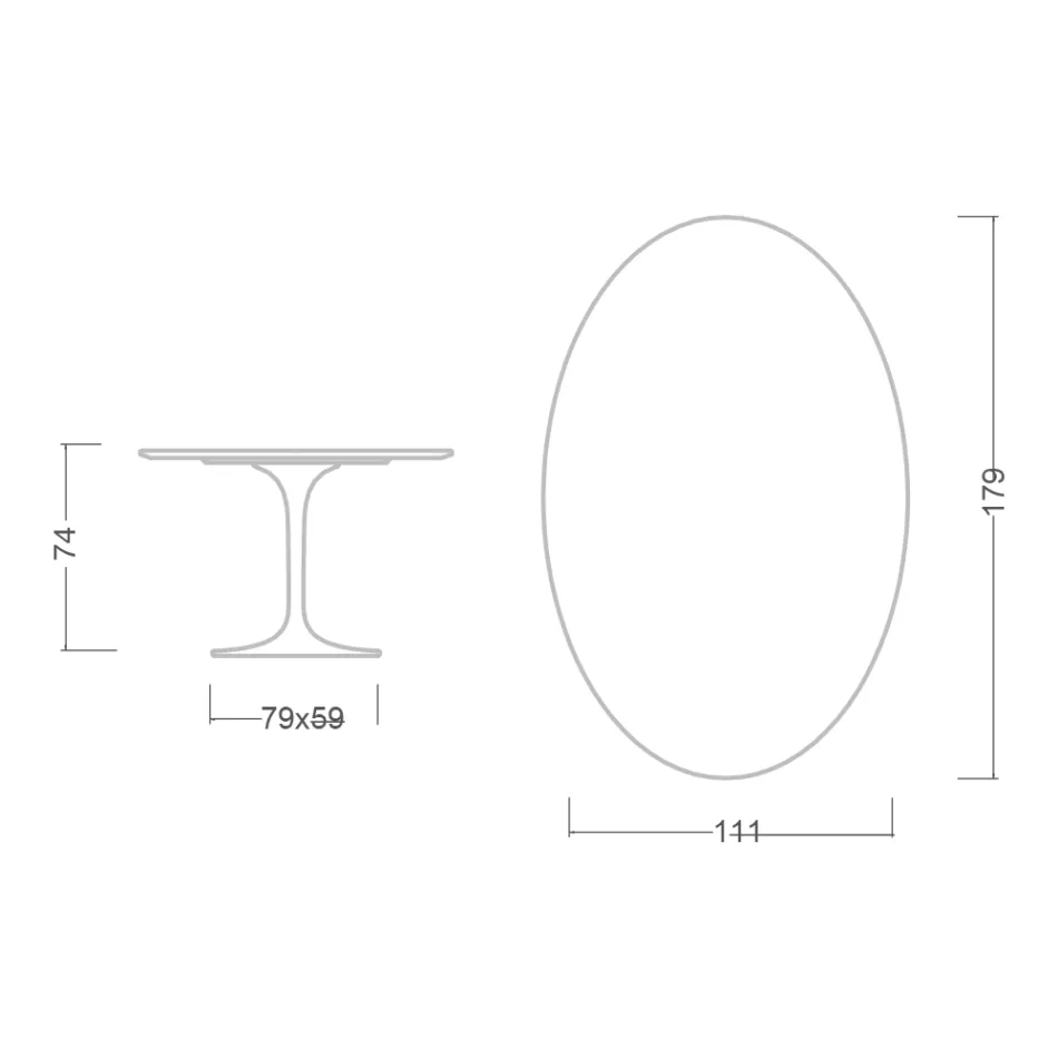 Mesa Tulipa Eero Saarinen H 73 Oval em Cerâmica Marquinia Made in Italy - Escarlate Viadurini