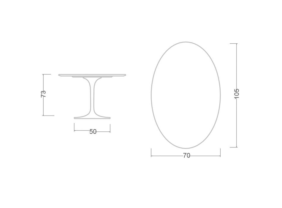 Mesa Tulipa Eero Saarinen H 73 Oval em Cerâmica Preta Absoluta Made in Italy - Escarlate Viadurini