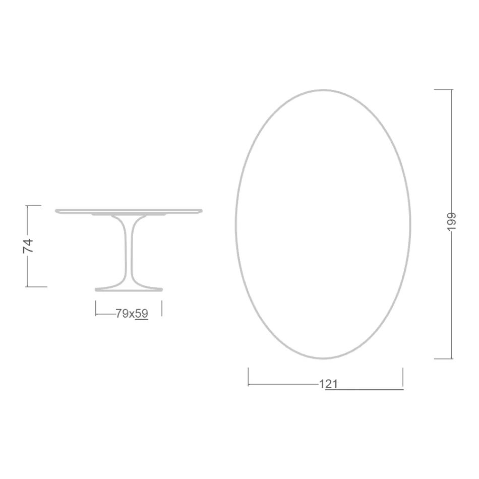 Mesa Tulipa Eero Saarinen H 73 Oval em Cerâmica Noir Laurent Made in Italy - Escarlate Viadurini