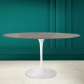 Mesa Tulipa Eero Saarinen H 74 Oval em cerâmica Pietra Grey Made in Italy - Escarlate