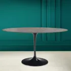 Mesa Tulipa Eero Saarinen H 73 Oval em cerâmica Pietra Grey Made in Italy - Escarlate Viadurini