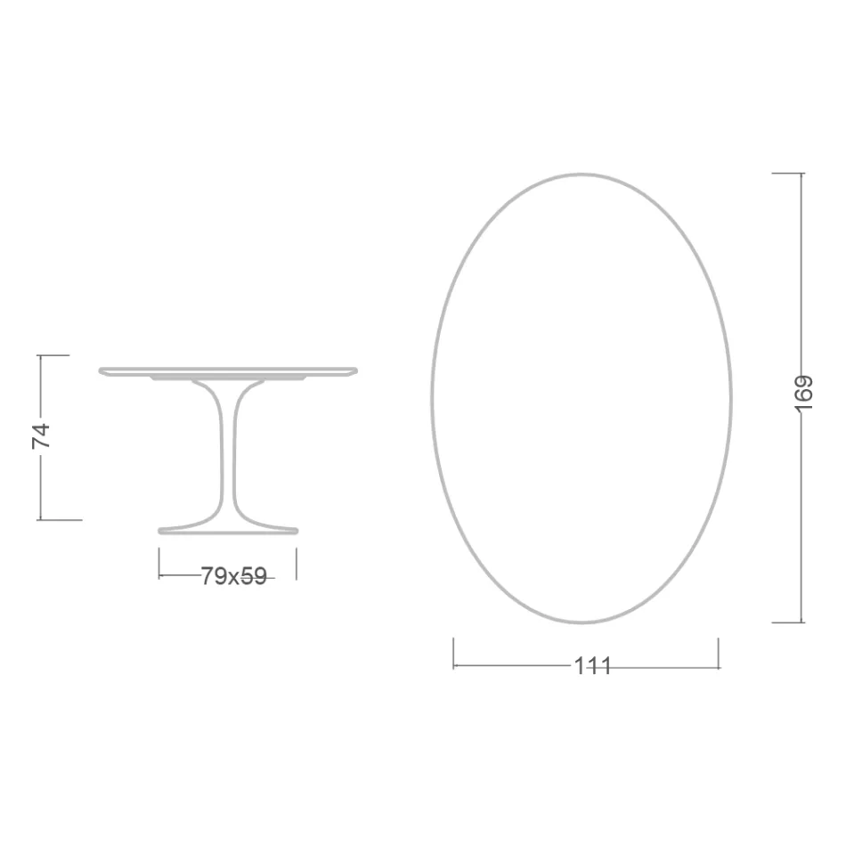 Mesa Tulipa Eero Saarinen H 73 Oval em Cerâmica Sirius Made in Italy - Escarlate Viadurini