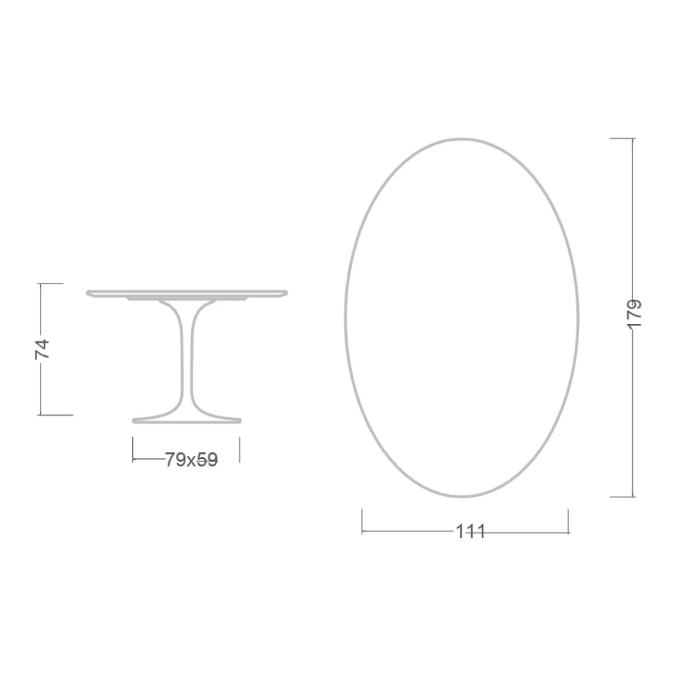 Mesa Tulipa Eero Saarinen H 73 Oval Cerâmica Sirius Made in Italy - Escarlate Viadurini