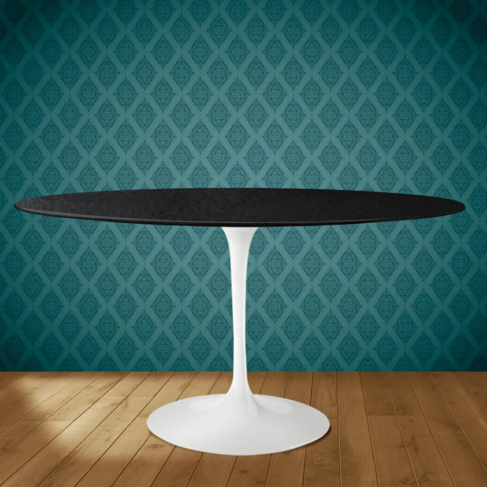 Mesa Tulipa Eero Saarinen H 73 Oval em Cerâmica Sirius Made in Italy - Escarlate Viadurini