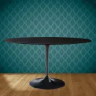 Mesa Tulipa Eero Saarinen H 73 Oval em Cerâmica Sirius Made in Italy - Escarlate Viadurini
