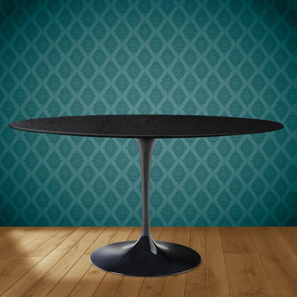 Mesa Tulipa Eero Saarinen H 73 Oval em Cerâmica Sirius Made in Italy - Escarlate Viadurini
