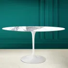 Mesa Tulipa Eero Saarinen H 73 Oval em cerâmica Statuario Altissimo Made in Italy - Escarlate Viadurini