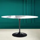 Mesa Tulipa Eero Saarinen H 73 Oval em cerâmica Statuario Altissimo Made in Italy - Escarlate Viadurini