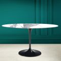 Mesa Tulipa Eero Saarinen H 74 Oval em cerâmica Statuario Altissimo Made in Italy - Escarlate