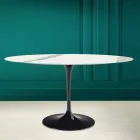 Mesa Tulipa Eero Saarinen H 73 Oval em Cerâmica Statuario Veios Inteiros - Escarlate Viadurini