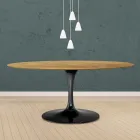 Mesa Tulipa Eero Saarinen H 73 Oval em Carvalho Natural Made in Italy - Escarlate Viadurini