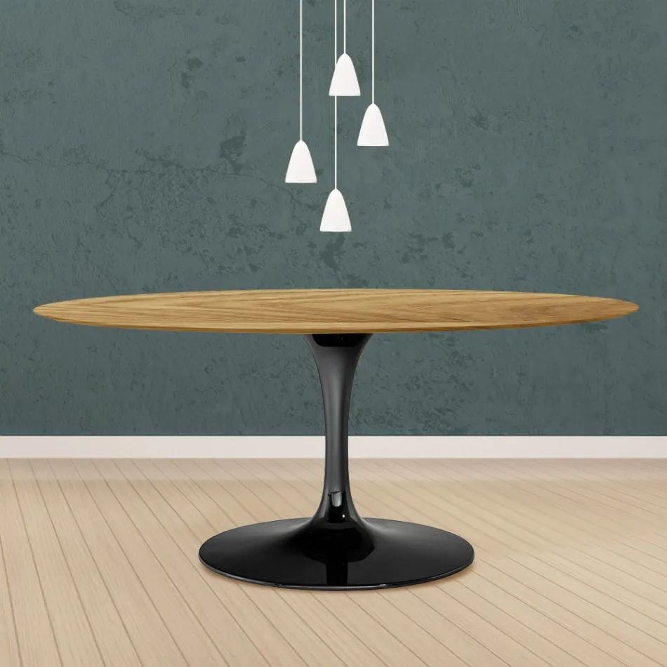 Mesa Tulipa Eero Saarinen H 73 Oval em Carvalho Natural Made in Italy - Escarlate Viadurini