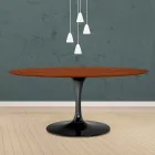 Mesa Tulipa Eero Saarinen H 73 Oval em carvalho manchado de cerejeira Made in Italy - Escarlate Viadurini