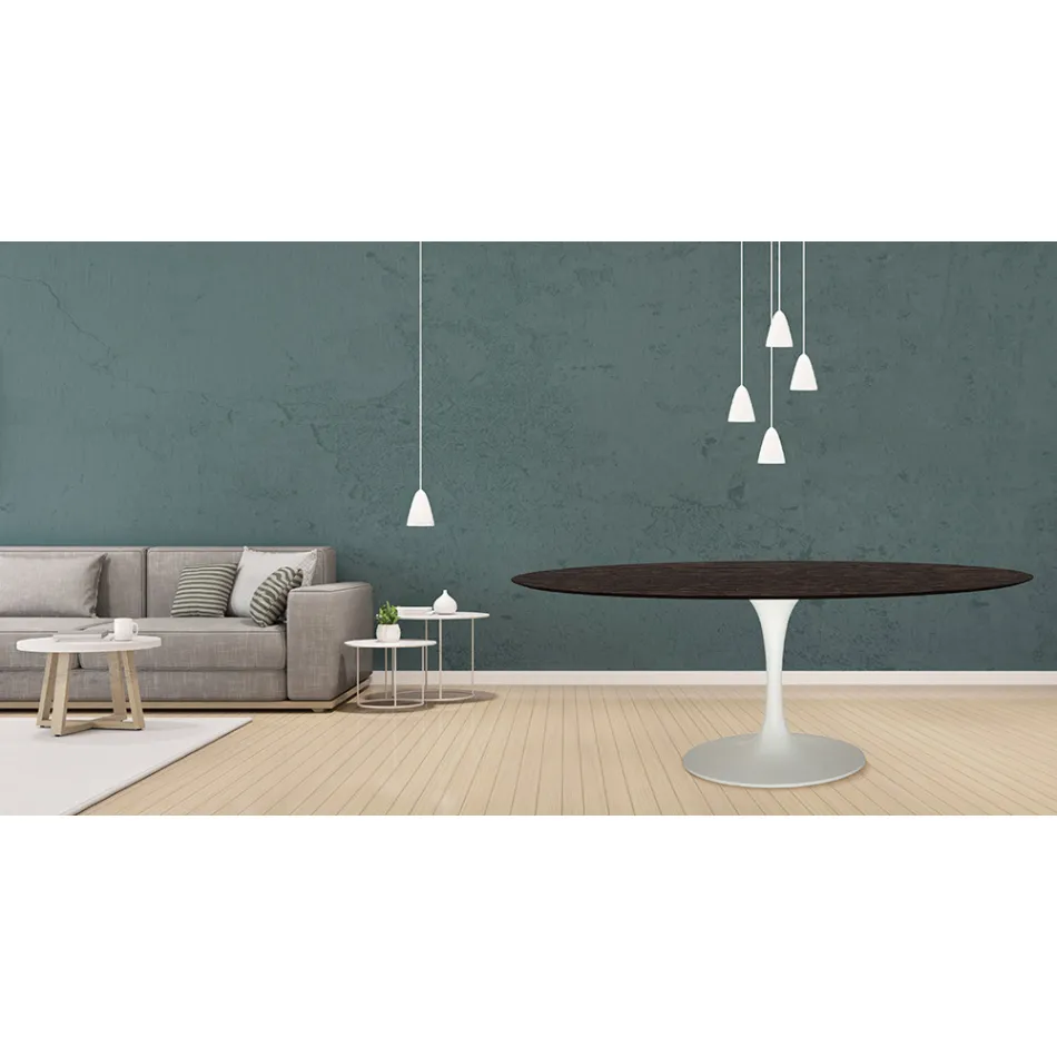 Mesa Tulipa Eero Saarinen H 73 Oval em Carvalho Moka Made in Italy - Escarlate Viadurini