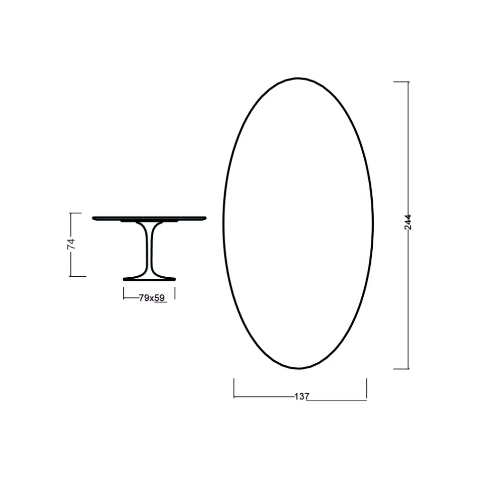 Mesa Tulipa Eero Saarinen H 73 Oval em Carvalho Moka Made in Italy - Escarlate Viadurini