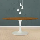 Mesa Tulipa Eero Saarinen H 73 Oval em carvalho manchado de nogueira clara Made in Italy - Escarlate Viadurini