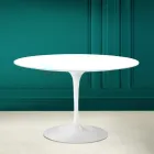 Mesa Tulipa Eero Saarinen H 73 Redonda em Branco Absoluto Made in Italy - Escarlate Viadurini