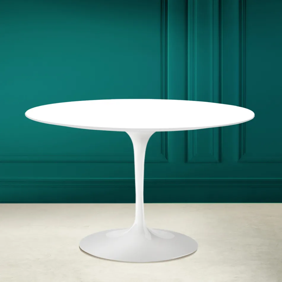 Mesa Tulipa Eero Saarinen H 73 Redonda em Branco Absoluto Made in Italy - Escarlate Viadurini