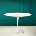 Mesa Tulipa Eero Saarinen H 73 Redonda em Cerâmica Creme Diamante Made in Italy - Escarlate Viadurini