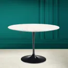 Mesa Tulipa Eero Saarinen H 73 Redonda em Cerâmica Creme Diamante Made in Italy - Escarlate Viadurini