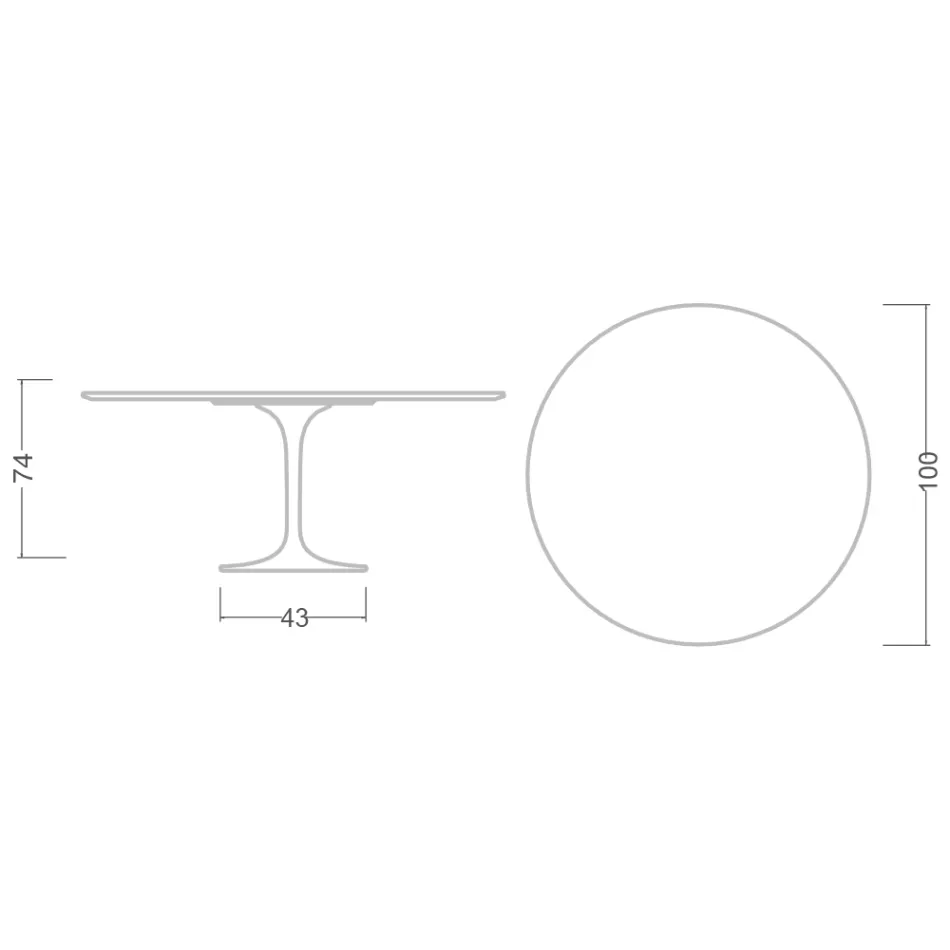 Mesa Tulipa Eero Saarinen H 73 Redonda em Cerâmica Entzo Made in Italy - Escarlate Viadurini