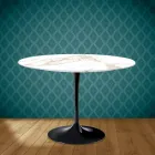 Mesa Tulipa Eero Saarinen H 73 Redonda em Cerâmica Entzo Made in Italy - Escarlate Viadurini