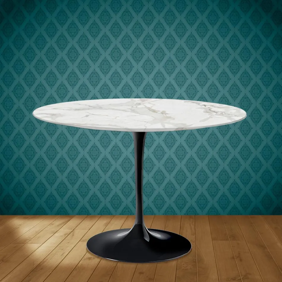 Mesa Tulipa Eero Saarinen H 73 Redonda Cerâmica Morpheus Made in Italy - Escarlate Viadurini