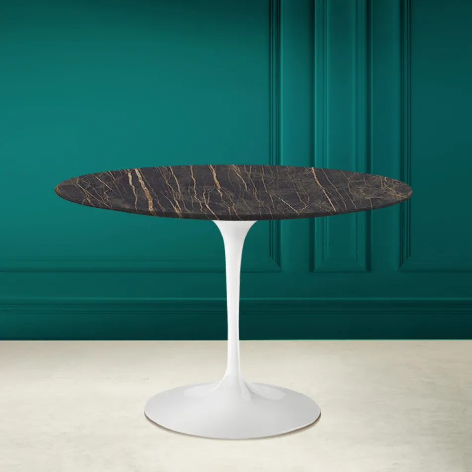Mesa Tulipa Eero Saarinen H 73 Redonda Cerâmica Noir Desire Made in Italy - Escarlate Viadurini