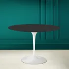 Mesa Tulipa Eero Saarinen H 73 Redonda em Cerâmica Noir Soft Made in Italy - Escarlate Viadurini